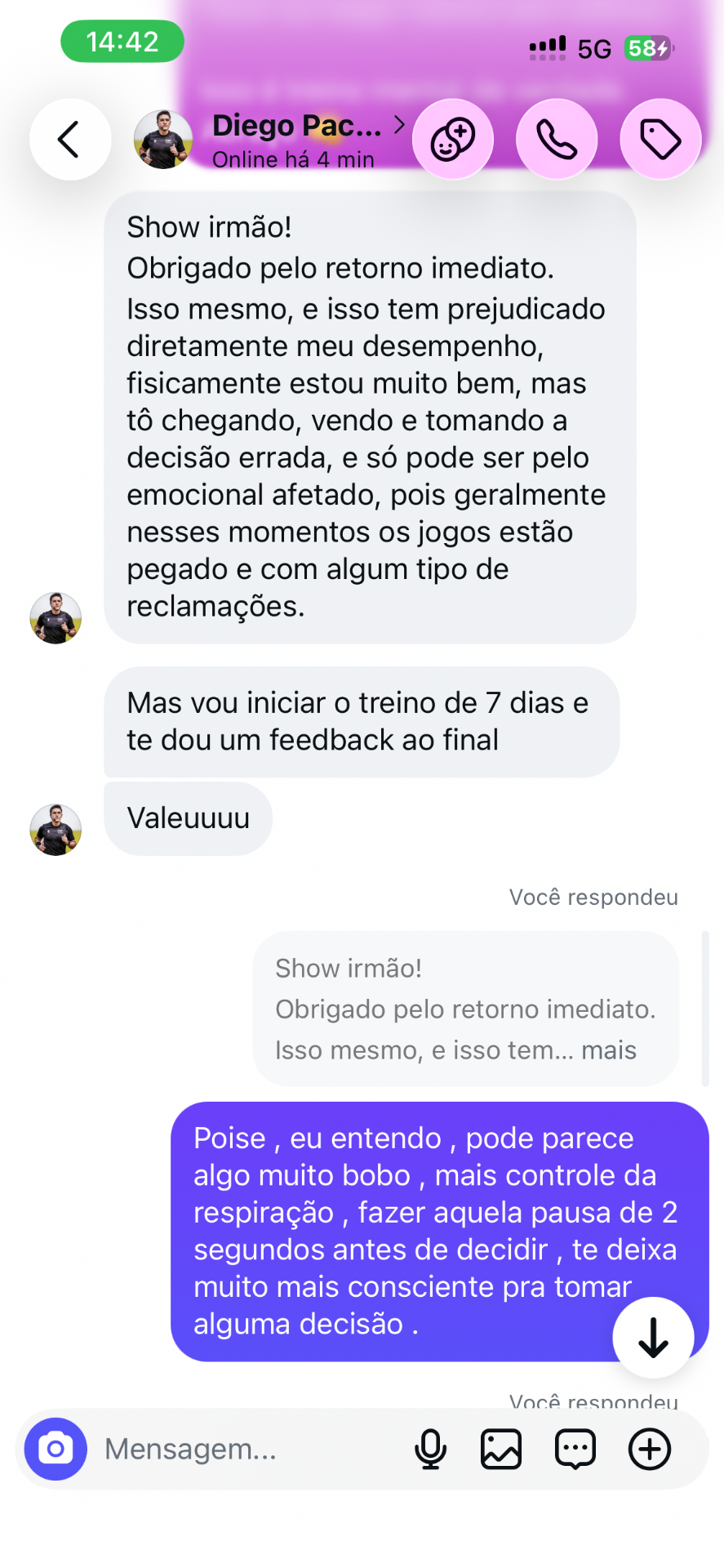 Mensagem real de Diego