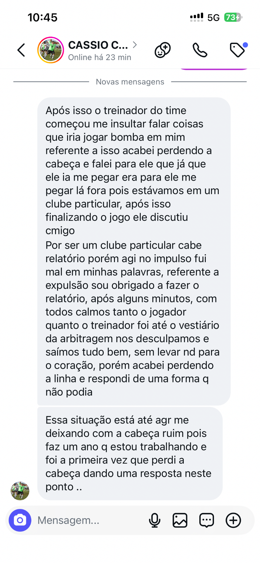 Mensagem real de Cassio